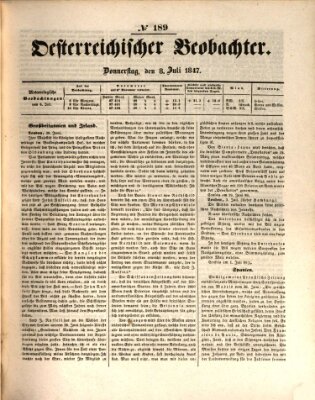 Der Oesterreichische Beobachter Donnerstag 8. Juli 1847