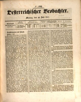 Der Oesterreichische Beobachter Montag 12. Juli 1847