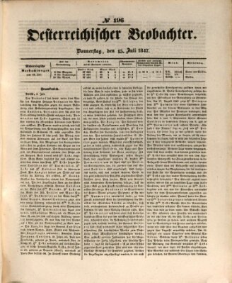 Der Oesterreichische Beobachter Donnerstag 15. Juli 1847