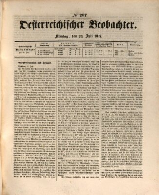 Der Oesterreichische Beobachter Montag 26. Juli 1847