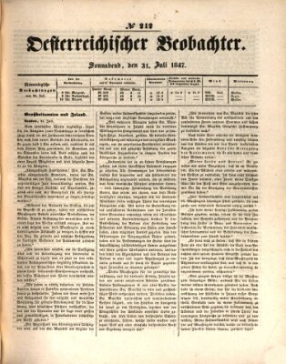 Der Oesterreichische Beobachter Samstag 31. Juli 1847