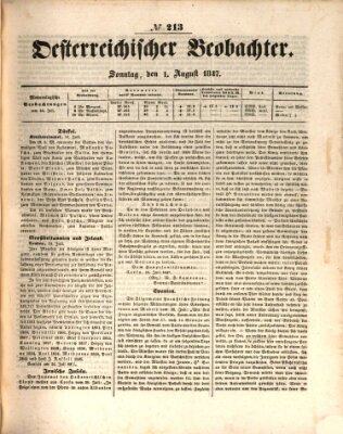 Der Oesterreichische Beobachter Sonntag 1. August 1847