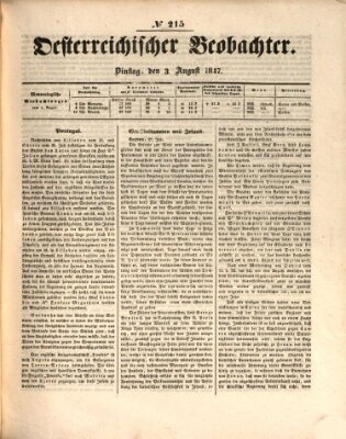 Der Oesterreichische Beobachter Dienstag 3. August 1847