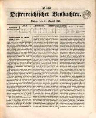 Der Oesterreichische Beobachter Dienstag 24. August 1847