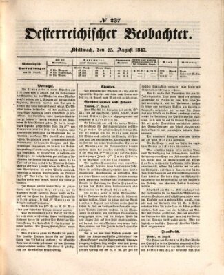 Der Oesterreichische Beobachter Mittwoch 25. August 1847