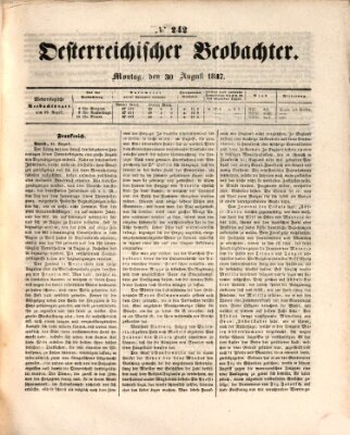 Der Oesterreichische Beobachter Montag 30. August 1847