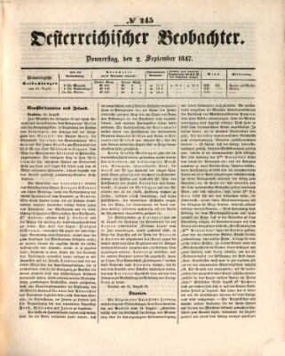 Der Oesterreichische Beobachter Donnerstag 2. September 1847