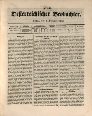 Der Oesterreichische Beobachter Dienstag 7. September 1847