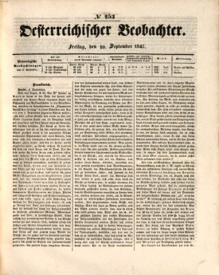 Der Oesterreichische Beobachter Freitag 10. September 1847