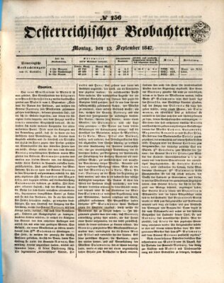 Der Oesterreichische Beobachter Montag 13. September 1847