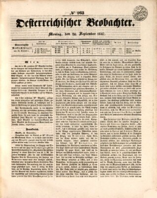 Der Oesterreichische Beobachter Montag 20. September 1847