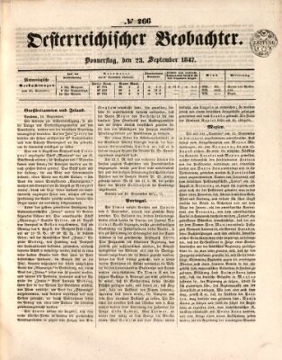 Der Oesterreichische Beobachter Donnerstag 23. September 1847