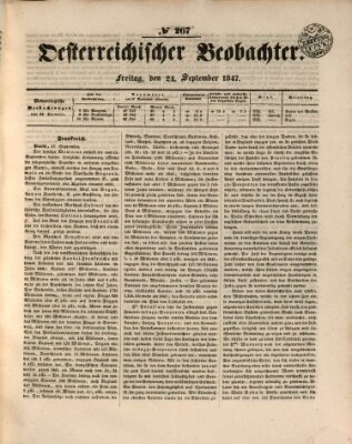 Der Oesterreichische Beobachter Freitag 24. September 1847