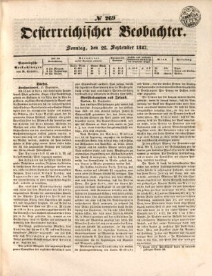 Der Oesterreichische Beobachter Sonntag 26. September 1847