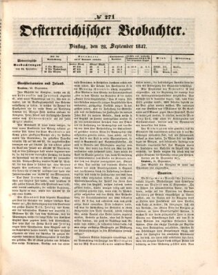 Der Oesterreichische Beobachter Dienstag 28. September 1847