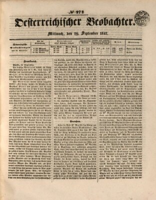 Der Oesterreichische Beobachter Mittwoch 29. September 1847