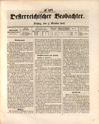 Der Oesterreichische Beobachter Dienstag 5. Oktober 1847