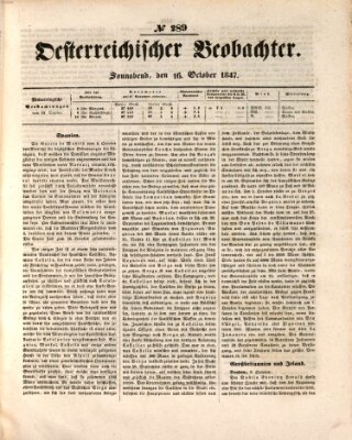 Der Oesterreichische Beobachter Samstag 16. Oktober 1847