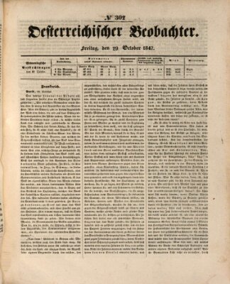 Der Oesterreichische Beobachter Freitag 29. Oktober 1847