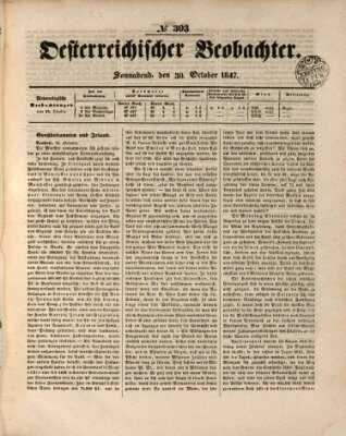 Der Oesterreichische Beobachter Samstag 30. Oktober 1847