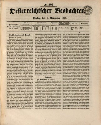 Der Oesterreichische Beobachter Dienstag 2. November 1847