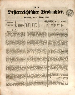 Der Oesterreichische Beobachter Mittwoch 5. Januar 1848