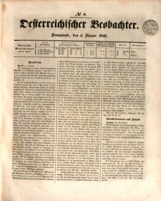 Der Oesterreichische Beobachter Samstag 8. Januar 1848