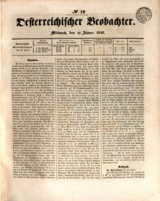 Der Oesterreichische Beobachter Mittwoch 12. Januar 1848