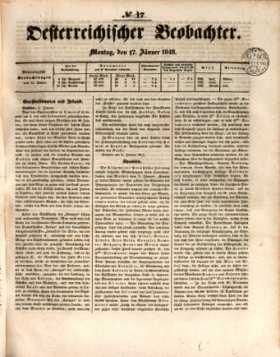 Der Oesterreichische Beobachter Montag 17. Januar 1848