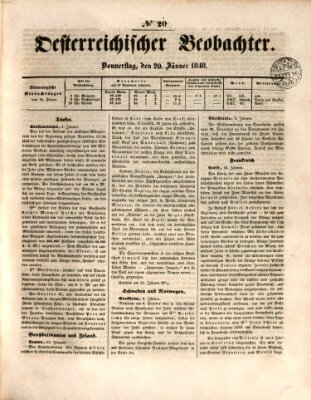 Der Oesterreichische Beobachter Donnerstag 20. Januar 1848