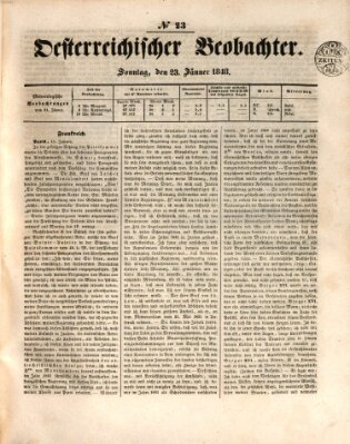 Der Oesterreichische Beobachter Sonntag 23. Januar 1848