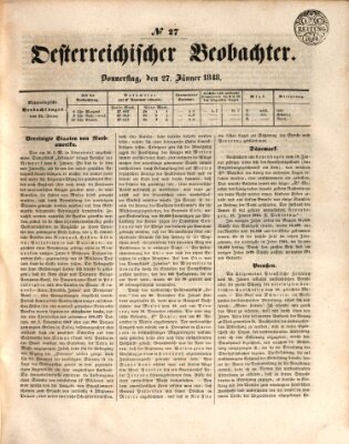 Der Oesterreichische Beobachter Donnerstag 27. Januar 1848