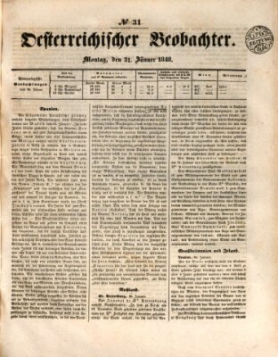 Der Oesterreichische Beobachter Montag 31. Januar 1848