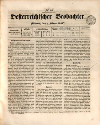 Der Oesterreichische Beobachter Mittwoch 9. Februar 1848