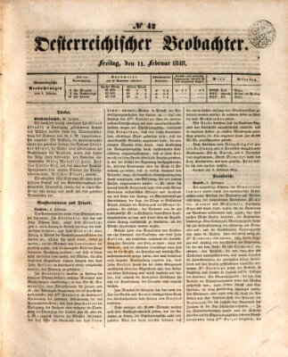 Der Oesterreichische Beobachter Freitag 11. Februar 1848