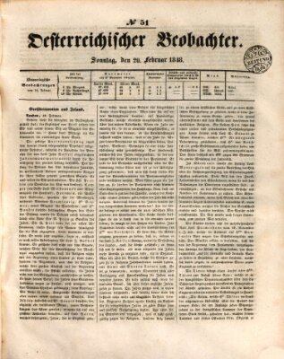 Der Oesterreichische Beobachter Sonntag 20. Februar 1848