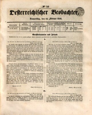 Der Oesterreichische Beobachter Donnerstag 24. Februar 1848