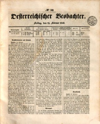 Der Oesterreichische Beobachter Freitag 25. Februar 1848