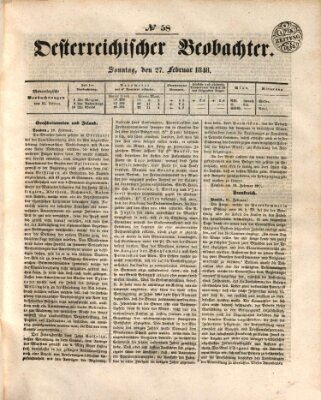 Der Oesterreichische Beobachter Sonntag 27. Februar 1848