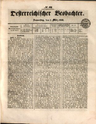 Der Oesterreichische Beobachter Donnerstag 2. März 1848