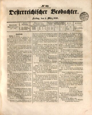 Der Oesterreichische Beobachter Freitag 3. März 1848