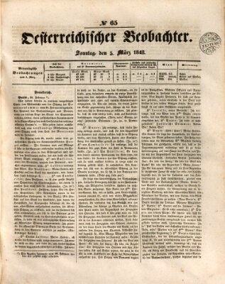 Der Oesterreichische Beobachter Sonntag 5. März 1848