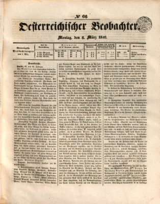 Der Oesterreichische Beobachter Montag 6. März 1848