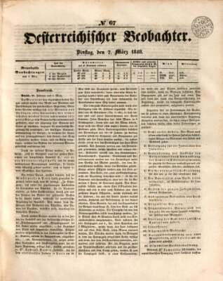 Der Oesterreichische Beobachter Dienstag 7. März 1848