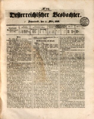 Der Oesterreichische Beobachter Samstag 11. März 1848