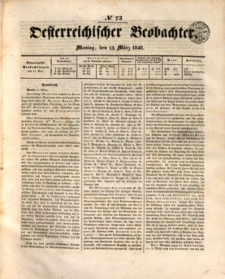 Der Oesterreichische Beobachter Montag 13. März 1848