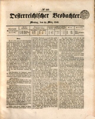 Der Oesterreichische Beobachter Montag 20. März 1848