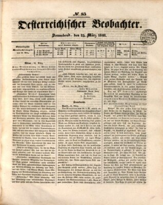 Der Oesterreichische Beobachter Samstag 25. März 1848