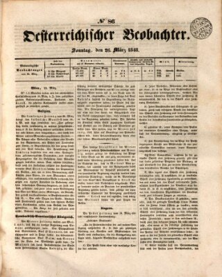 Der Oesterreichische Beobachter Sonntag 26. März 1848