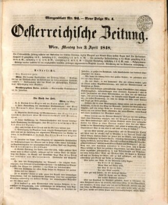 Der Oesterreichische Beobachter Montag 3. April 1848